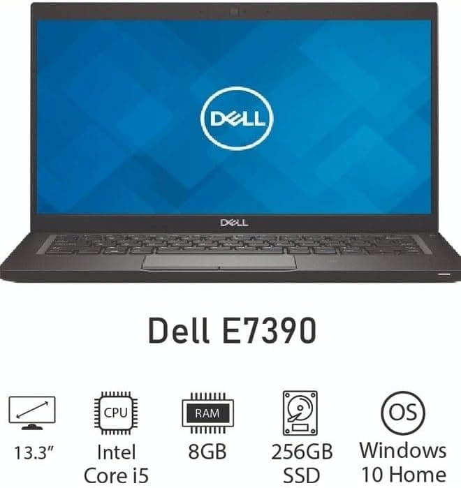 Dell Latitude E7390 - Touchscree / 13.3" / Black / Intel Core i5-8350U / 8th Gen / 8GB RAM / 256GB SSD / Touchscreen / English Keyboard / Windows 11 Pro 1