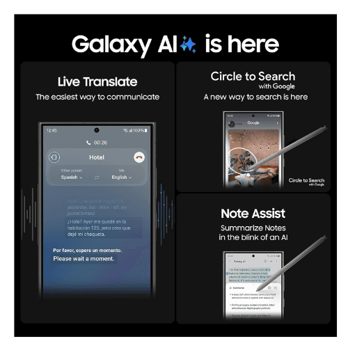 The Samsung Galaxy S24 Ultra 256GB - Titanium Violet combines flagship performance, a premium design, a large 6.8-inch display and advanced camera technology for work, entertainment and creativity.